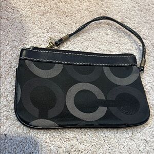 Coach Black and Gray Circle Pattern Wristlet